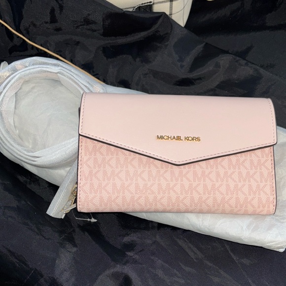 Kate Spade pink MK monogrammed 
Clutch/crossbody NEW - Picture 1 of 6